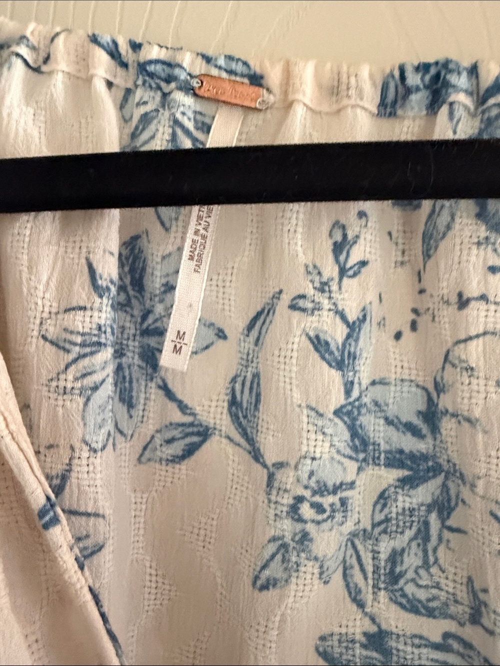 Free People Cream Tunic Dress with Blue Floral Print - Picture 2 of 4